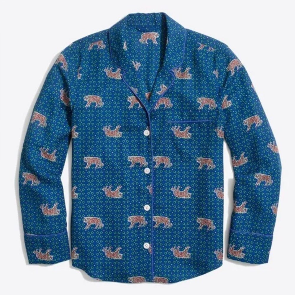 J.Crew Blue Top with Animal Print